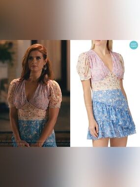 Shabby Chic Pink and Blue Floral Short Dress